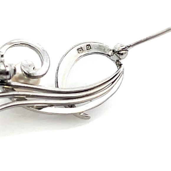 Mikimoto Estate Akoya Pearl Brooch Pin Sterling Silver 6.37 mm M427 - Picture 6 of 10